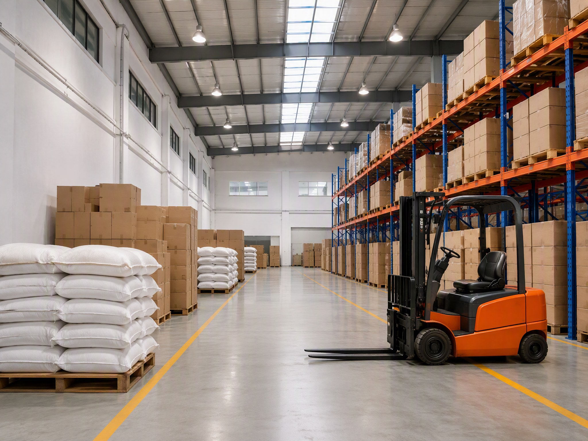 Finished goods warehouse and logistics area at Qinghekang